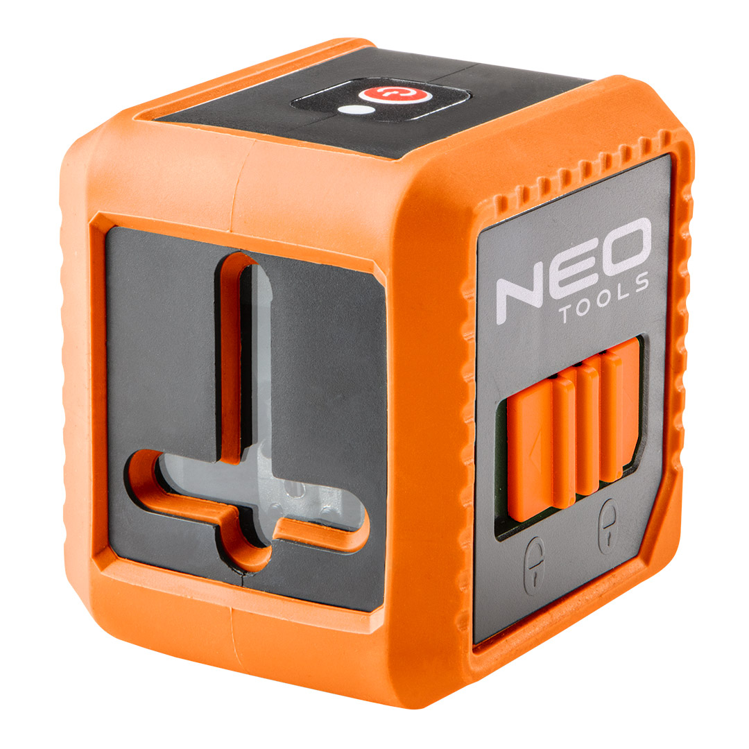 TOP-75-100--Laser krzyżowy 10 m, z etui i uchwytem magnetycznym, zasilanie 2 x AAA, linia pozioma, pionowa, krzyżowa, dokładność +/- 0.5 mm/m; długość fali 635 nm, 2 klasa lasera,  zakres samopoziomowania 5°, gwint do statywu 1/4", certyfikat CE