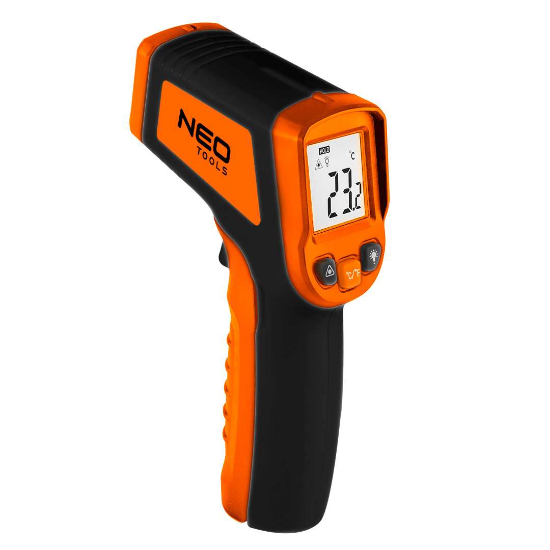 TOP-75-275--Przyrząd do szacowania temperatury (pirometr) NEO (nr ref. 75-275) służy do pomiaru temperatury powierzchni obiekt z dokładnością do +/- 1,5%+1,5 °C w zakresie -50  400 °C. Może być używany do szacowania temperatury różnych, gorących, niebezpiecznych
