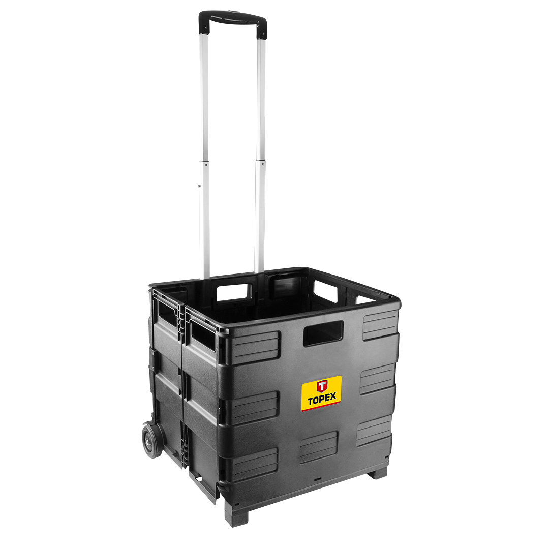 TOP-79R306--Wózek transportowy, skrzynka o wymiarach 37 x 42 cm, składany, dwukołowy, listwy wzmacniające, udźwig 35 kg, ciężar własny 3,7 kg