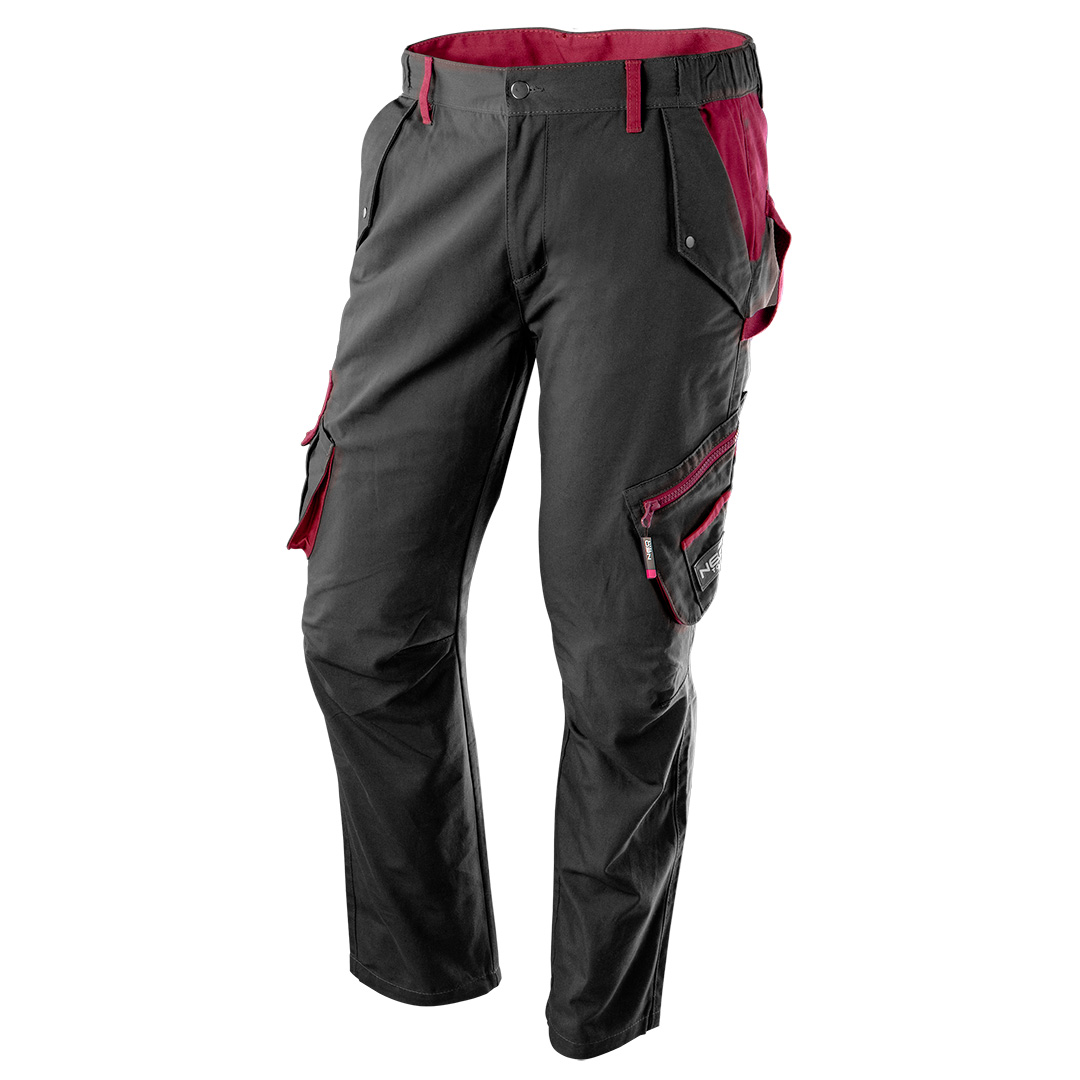 TOP-80-220-XL--Spodnie robocze damskie, rozmiar XL, 65% bawełna, 35% poliester, 245 g/m2,  wielofunkcyjne kieszenie, 2 kieszenie zapinane na napy, kieszeń zapinana na suwak, kieszeń zapinana na rzep; boczne gumki, profilowane kolana, modna kolorystyka, certyfikat C