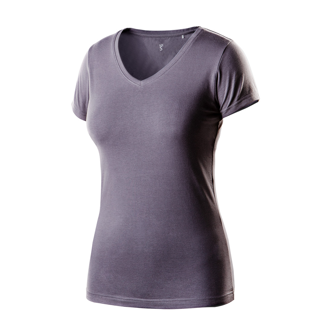 TOP-80-610-S--T-shirt damski ciemnoszary, rozmiar S, 95% bawełna, 5% elastan, 180 g/m2, dekolt w serek, modna kolorystyka,  certyfikatCE