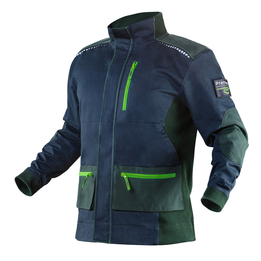 TOP-81-216-M--Bluza robocza PREMIUM, materiał główny 62% bawełna, 35% poliester, 3% elastan, gramatura 270 g/m2; dzianina ribowa 92% bawełna, 8% elastan, gramatura 360 g/m2; wzmocnienia: Cordura, materiał z dodatkiem elastanu zwiększa komfort pracy, miejsce na log