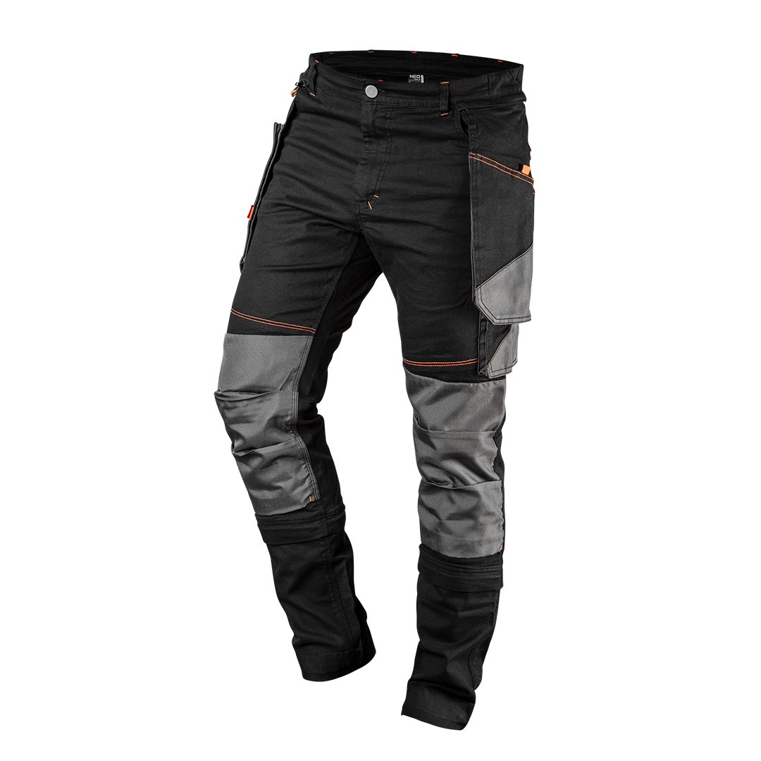 TOP-81-239-XS--Spodnie robocze HD Slim, odpinane kieszenie, skład tkaniny 60% bawełna, 37% poliester, 3% elastan, gramatura 285 g / m2, dodatek elastanu zapewnia lepsze dopasowanie i większy komfort noszenia, unikalny krój Slim fit, dopasowany do ciała, dodatkowe w
