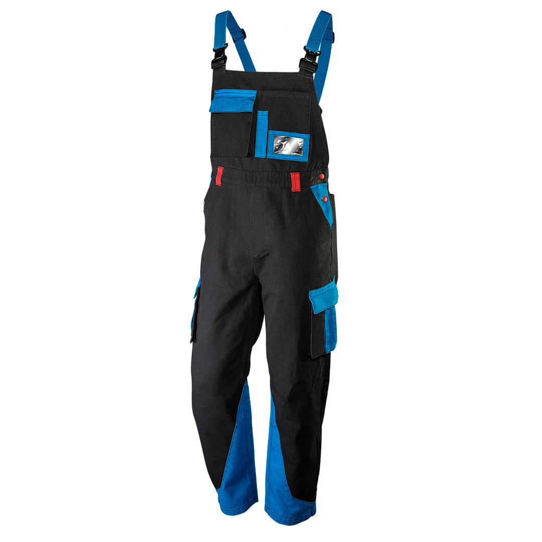 TOP-81-245-S--Ogrodniczki robocze HD+, rozmiar S, 100% bawełna, 275 g/m2, wielofunkcyjne kieszenie, kieszenie zapinane rzep, kieszeń na identyfikator, kieszeń na długopis, elastyczny pas, elastyczne szelki, certyfikat CE