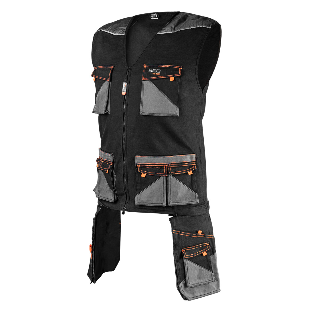 TOP-81-268-L--Kamizelka robocza HD Slim, skład tkaniny 60% bawełna, 37% poliester, 3% elastan, gramatura 285 g / m2, dodatek elastanu zapewnia lepsze dopasowanie i większy komfort noszenia, unikalny krój Slim fit, dopasowany do ciała, dodatkowe wzmocnienia z tkani
