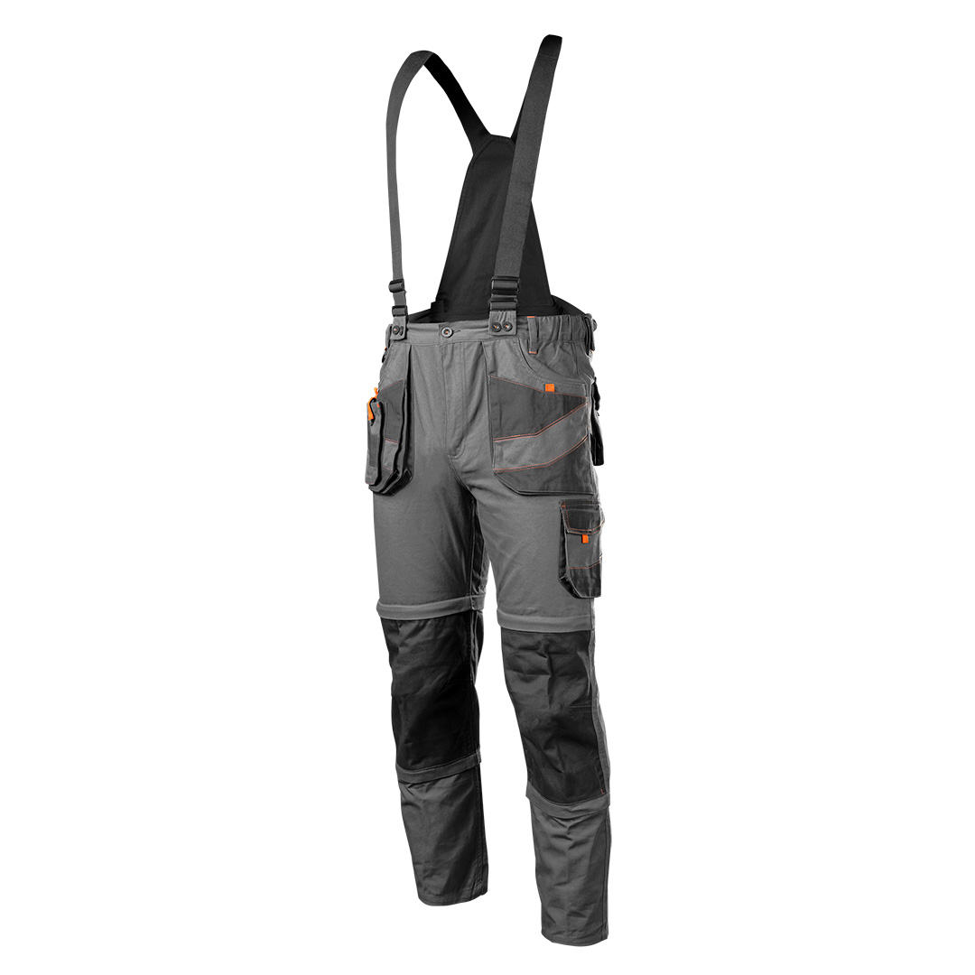 TOP-81-321-XS--Spodnie robocze 6 w 1, 100% cotton, gramatura 260 g/m2, wykonanie z bawełnianej tkaniny typu twill zapewnia dużą trwałość i odporność na rozerwanie, 6 w 1: odpinane nogawki i szelki (krótkie spodenki, rybaczki, długie spodnie; wszystkie opcje z szelk