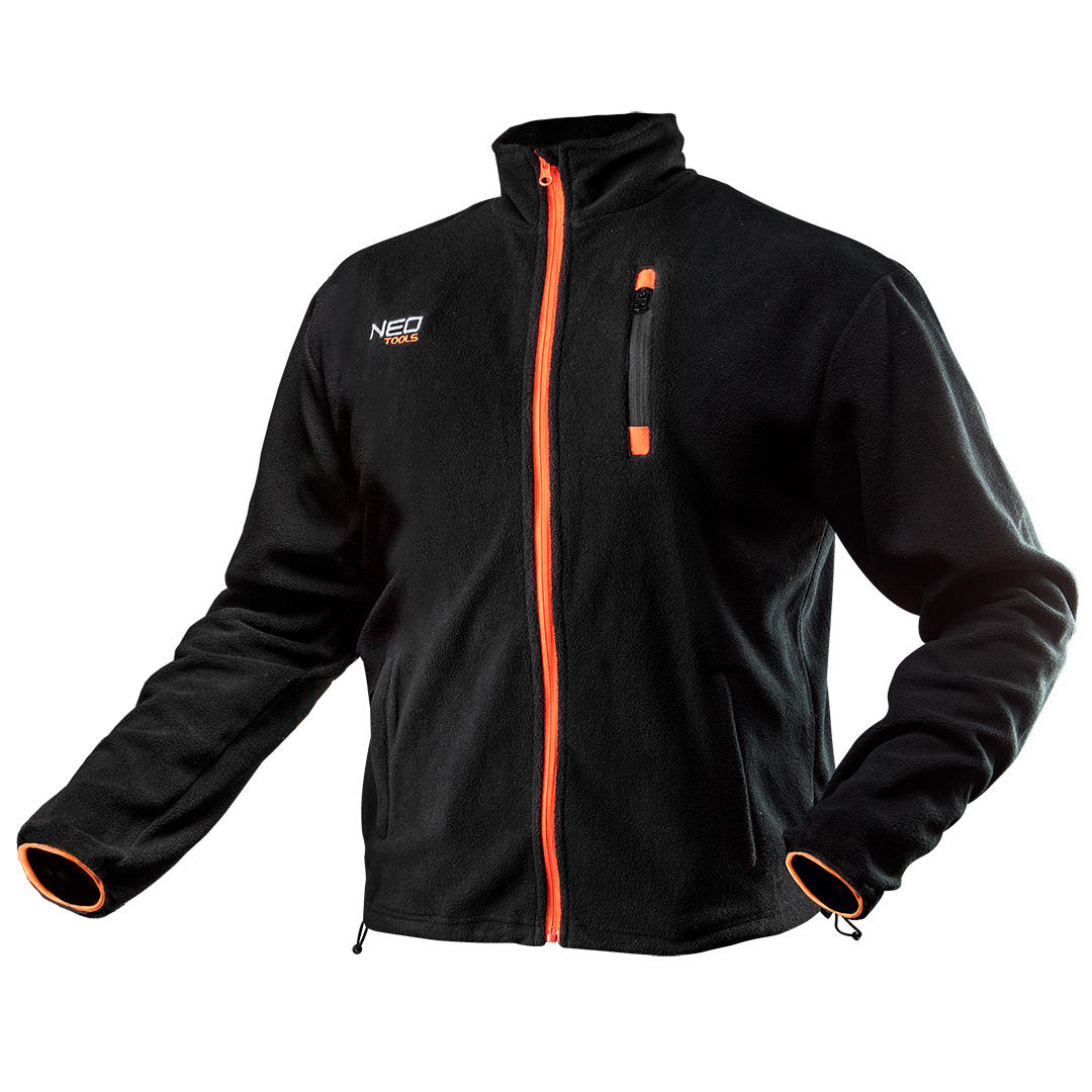 TOP-81-500-M--Bluza polarowa, czarna, rozmiar M/50, wykonany z wysokiej jakości polaru 300 g/m2, 3 kieszenie zapinane na suwak, ściągacz, certyfikat CE
