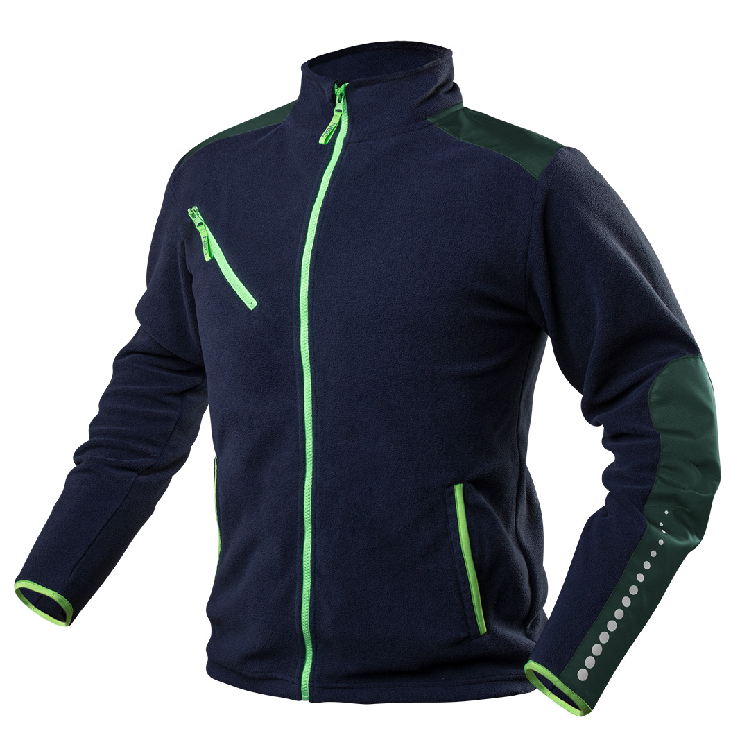 TOP-81-506-XXXL--Polar roboczy PREMIUM, wzmocnienia z Cordury, rozmiar XXXL, 100% poliester, 300 g/m2, wzmocnienia na barkach i rękawach z oryginalnej Cordury, nadruk odblaskowy na rękawach i plecach, zgodne z trendami neonowe suwaki oraz wykończenia rękawów i kiesze