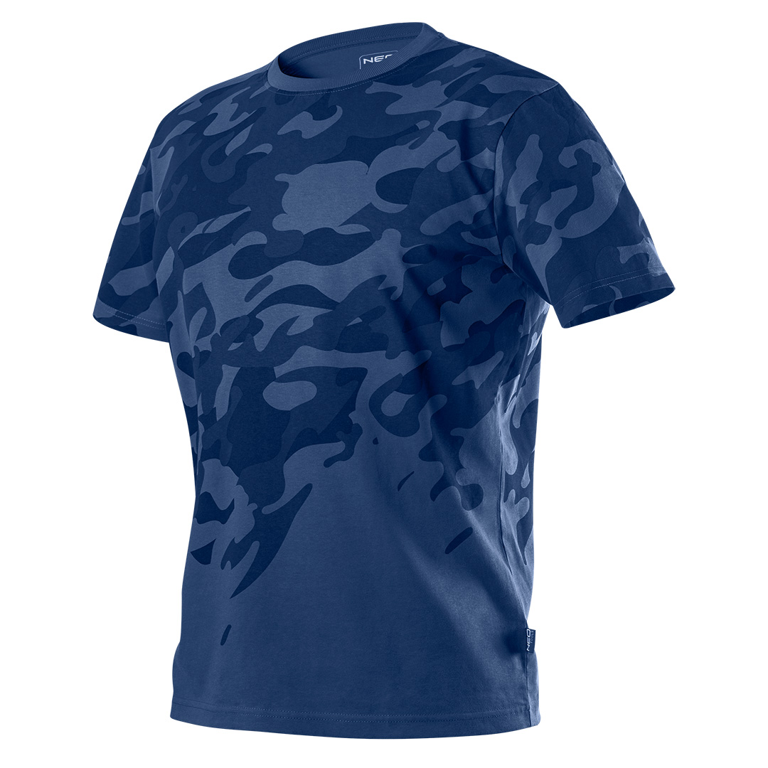 TOP-81-603-XXXL--T-shirt roboczy Camo Navy, rozmiar XXXL, 100% bawełna, 180g/m2, unikalny asymetryczny nadruk moro, certyfikat CE