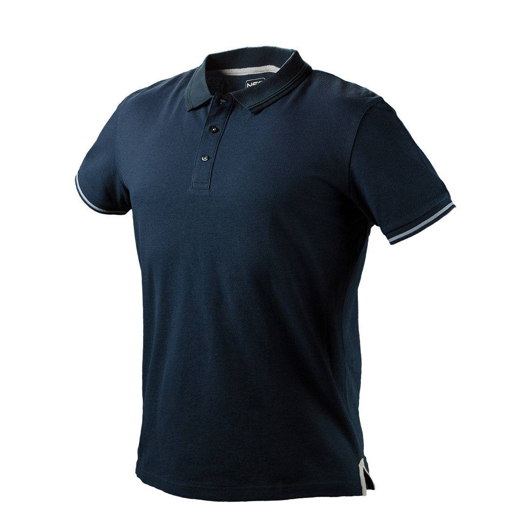 TOP-81-606-XL--Koszulka polo DENIM, rozmiar XL, 100% bawełny, 200 g/m2, splot pique, ribowy kołnierzyk i zakończenia rękawów, kontrastowy pasek w dole rękawów, rozcięcia po bokach oszyte tasiemnką, wewnętrzna wszywka imienna, unikalnyu projekt własny, certyfikat CE