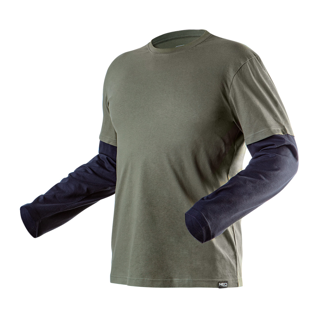 TOP-81-616-M--Koszulka T-shirt z długim rękawem CAMO olive, rozmiar M, 100% bawełna, 180g/m2, podwójne rękawy w kontrastowym kolorze, certyfikat CE