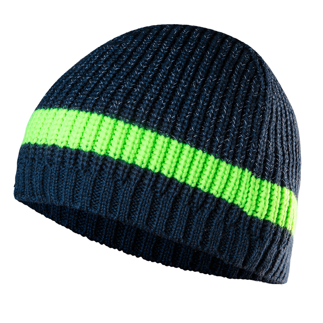 TOP-81-624--Czapka zimowa PREMIUM, z elementami odblaskowymi, 50% wełna, 50% akryl, rozmiar uniwersalny, ciepła, gumka w dole ściągacza, wdziana nić odblaskowa, certyfikat CE
