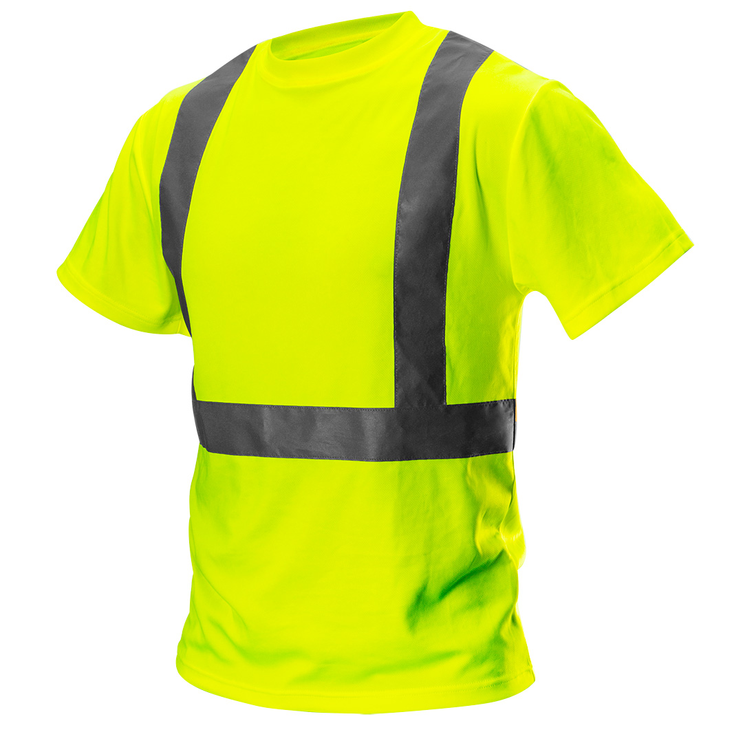 TOP-81-732-M--T-shirt ostrzegawczy, żółty, rozmiar M, o intensywnej widzialności, klasa 2 wg normy EN ISO 20471, 100% poliester, 150 g/m2, gęsta siatkowa struktura, lekki i przewiewny, certyfikat CE, EN ISO 13688:2013