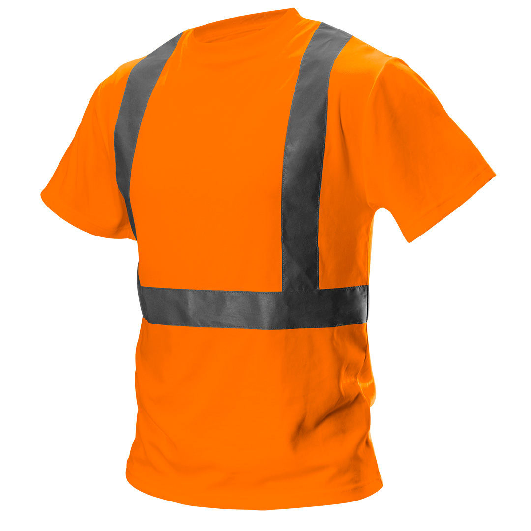 TOP-81-733-S--T-shirt ostrzegawczy, pomarańczowy, rozmiar S, o intensywnej widzialności, klasa 2 wg normy EN ISO 20471, 100% poliester, 150 g/m2, gęsta siatkowa struktura, lekki i przewiewny, certyfikat CE, EN ISO 13688:2013
