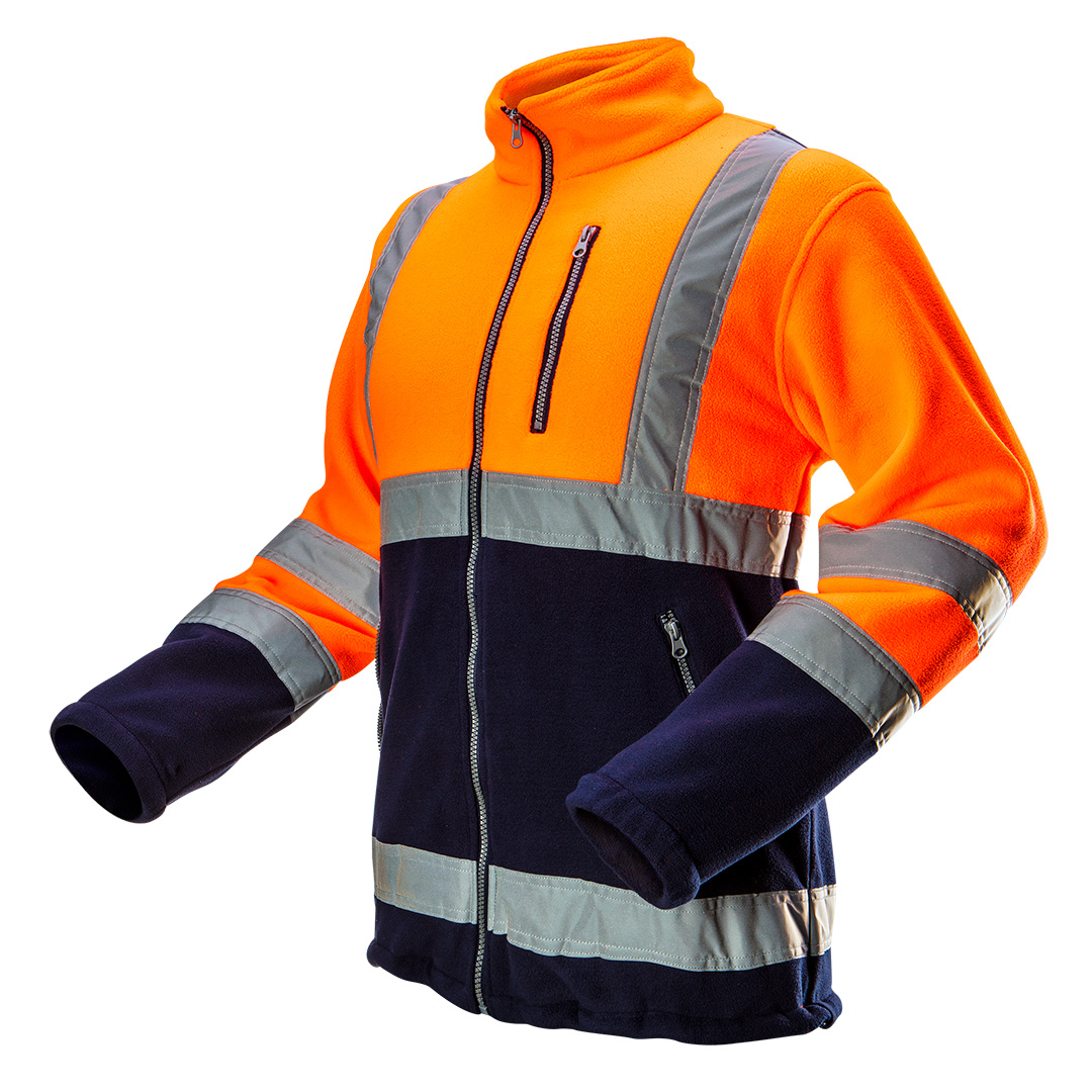 TOP-81-741-XXL--Bluza polarowa ostrzegawcza, pomarańczowa, rozmiar XXL, o intensywnej widzialności, klasa 2 wg normy EN ISO 20471, wykonana z wysokiej jakości polaru 280 g/m2, 3 kieszenie zapinane na suwak, ciemne wstawki w miejscach narażonych na ubrudzenie, certyf
