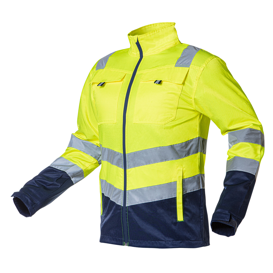 TOP-81-742-XXL--Bluza ostrzegawcza 40% poliester, 60% bawełna, 260 gsm, rozmiar XXL, intensywna widzialność odpowiadająca klasie 2, naszywane pasy odblaskowe, ciemne elementy w miejscach narażonych na zabrudzenia, regulacja obwodu rękawów za pomocą patki, pojemne ki