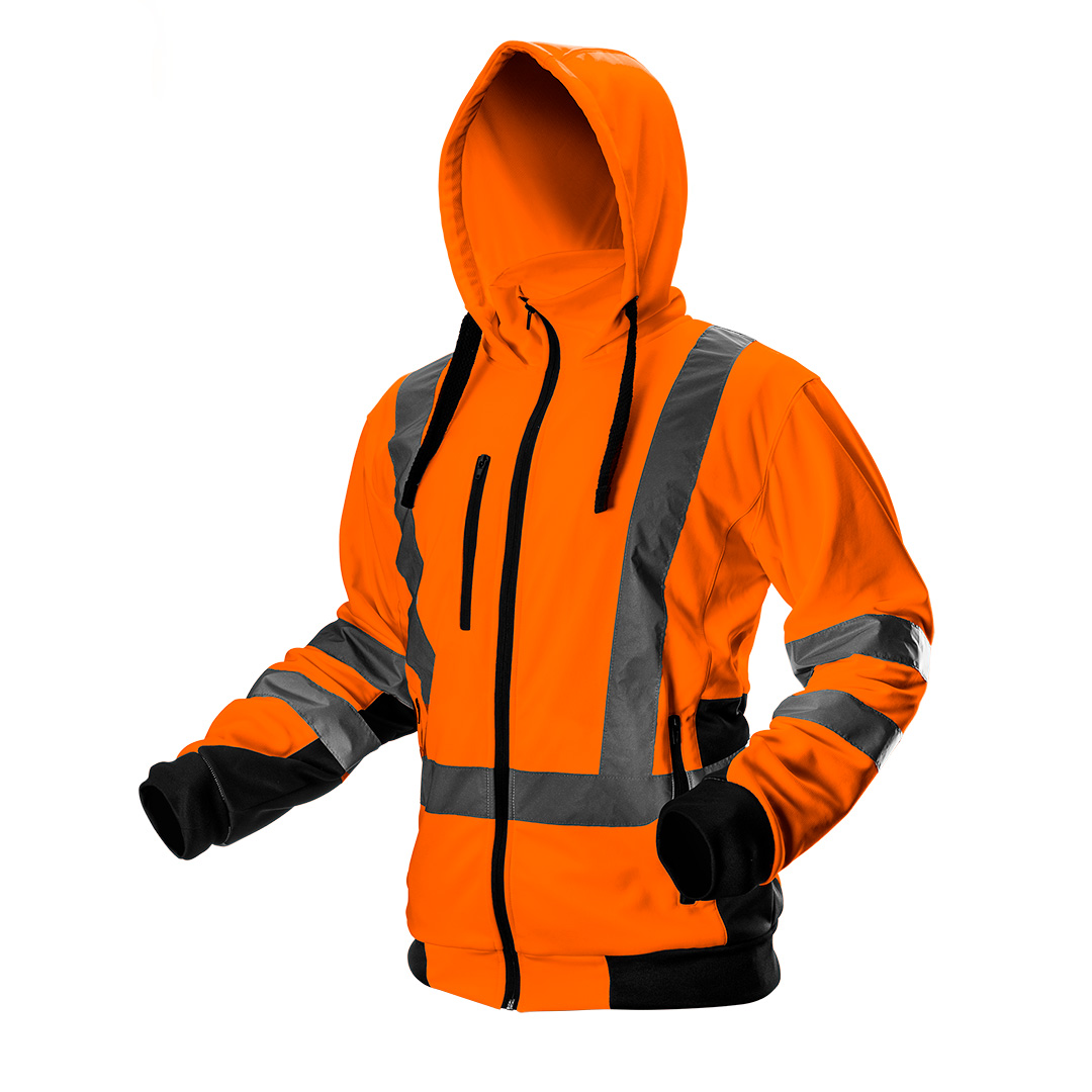 TOP-81-746-M--Bluza robocza ostrzegawcza, pomarańczowa, rozmiar M, o intensywnej widzialności, klasa 3 wg normy EN ISO 20471, 100% poliester, 240 g/m2, wewnętrzna strona polarowa, dwuwarstwowy kaptur i kołnierz, rękawy i pas ze ściągaczem, 3 kieszenie zapinane na 