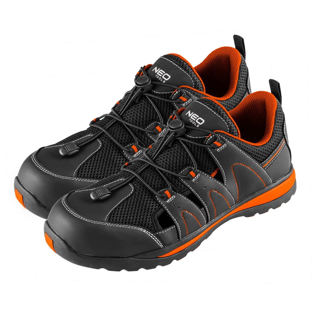 TOP-82-079-39--Sandały robocze S1 SRA, podnosek kompozytowy, tkanina siatkowa pokryta PU, dwumateriałowa podeszwa wykonana z EVA i gumy, podnosek z kompozytu, but wykonany w kategorii S1 SRA (SRA odporność na poślizg na podłożu ceramicznym pokrytym roztworem lauryl