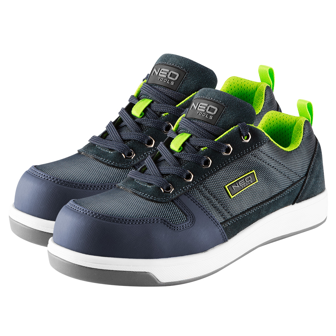 TOP-82-157-47--Półbuty robocze, S1, cholewka z tkaniny Oxford i zamszu, dwumateriałowa podeszwa z EVA i gumy, kompozytowy podnosek, but w klasie S1 SRC (SRC- Odporność na poślizg na podłogach z płytek ceramicznych pokrytych roztworem laurylosiarczanu sodu (SLS) i s