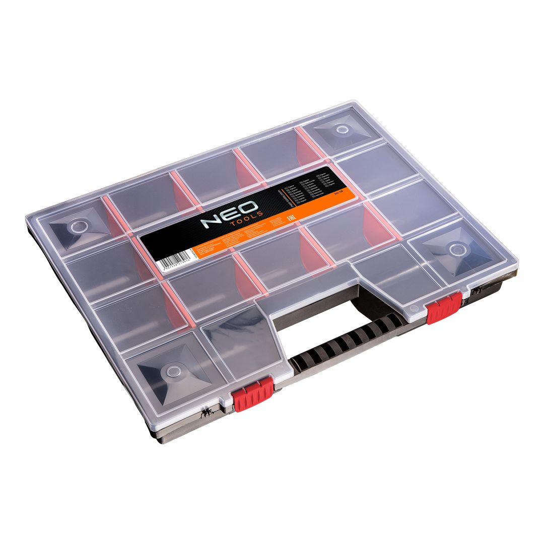 TOP-84-118--Organizer (LxWxH) 390 x 290 x 65 mm, z regulowanymi przegrodami, plastikowe zapięcia, materiał polipropylen