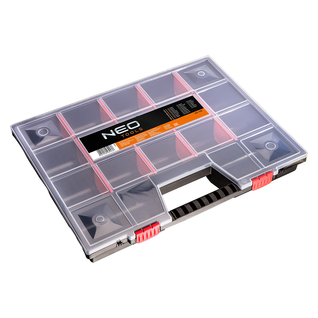 TOP-84-119--Organizer (LxWxH) 490 x 390 x 65 mm z regulowanymi przegrodami, plastikowe zapięcia, materiał polipropylen