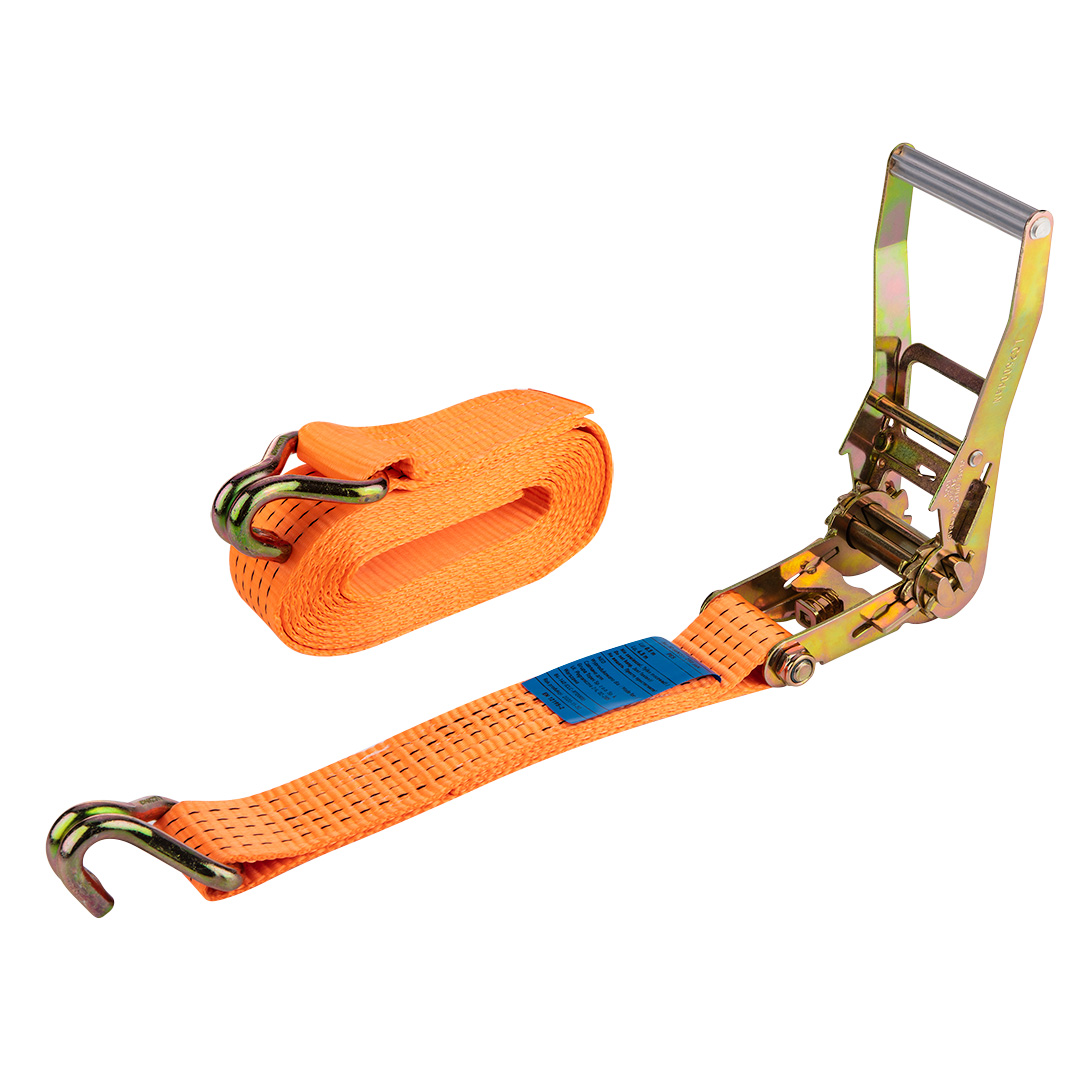 TOP-84-140--Pas transportowy Neo rozmiar 5 m x 50 mm, dwuczęściowy, certyfikat CE, dwustronna grzechotka, materiał poliester, kolor pomarańczowy, wg normy EN-12195-2, 5T opasanie, 2,5 T prosty