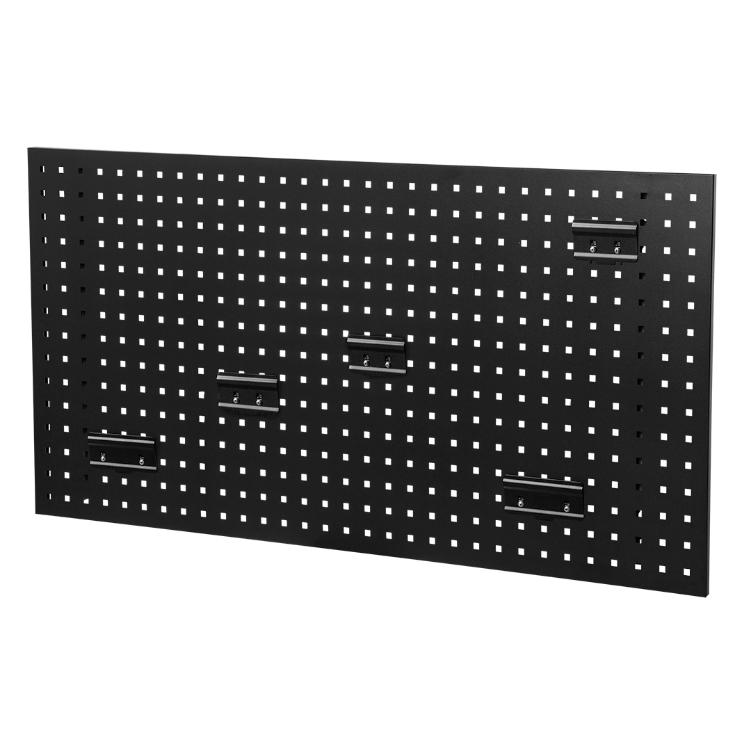 TOP-84-501--Panel narzędziowy wymiar 120 cm szerokość, 60 cm wysokość, 2 cm głębokość, stal SPCC o grubości 0.8mm, zawiera kołki rozporowe, kompatybilne z hakami 84-502, 84-503, 84-092, 84-093, 84-094, 84-095, 84-096, 84-097, 84-098