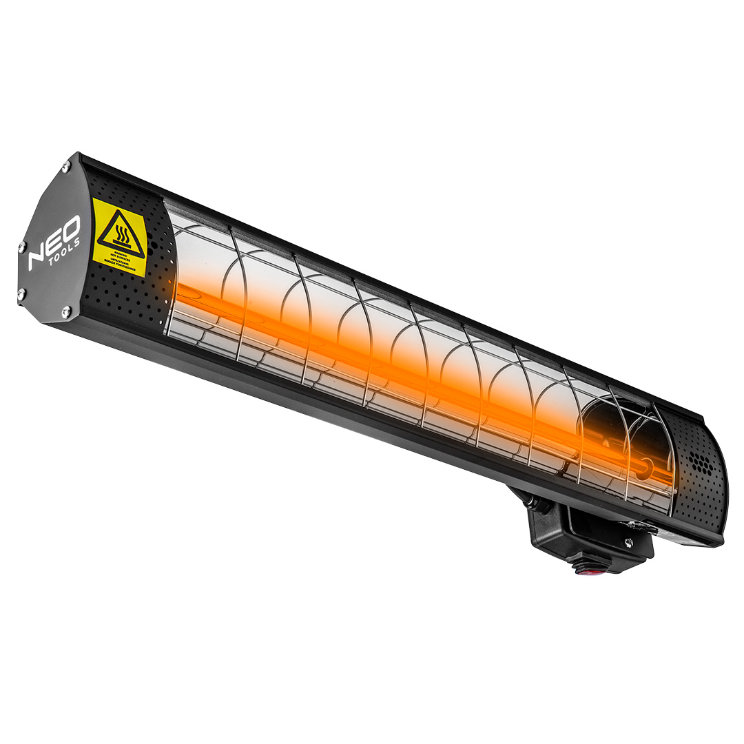 TOP-90-031--Promiennik moc 2000W, IP65, element grzejny golden halogen lamp, obszar grzania 18 mkw, czas świecenia 6000 h, do montażu na ścianie, suficie lub na statywie, do użytku wewnątrz i na zewnątrz.