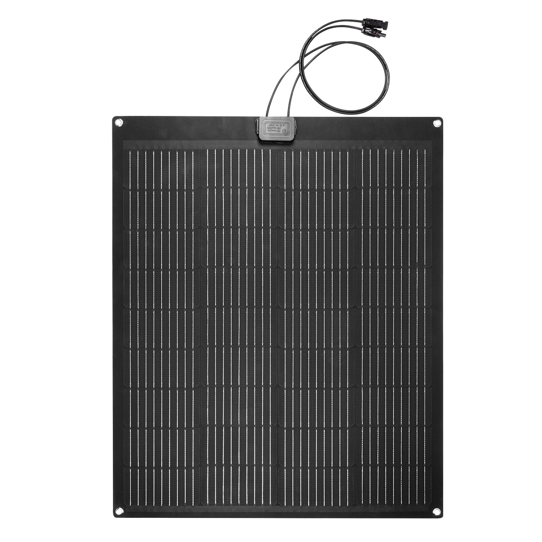 TOP-90-143--Panel słoneczny przenośny 100W, ładowarka solarna; IP67; półelastyczny panel; panel przenośny lub do montażu; umożliwia ładowanie akumulatorów 12V, np. w pojazdach i łodziach (samochód kempingowy, przyczepa kempingowa, łódź, jacht itp..) lub innych s