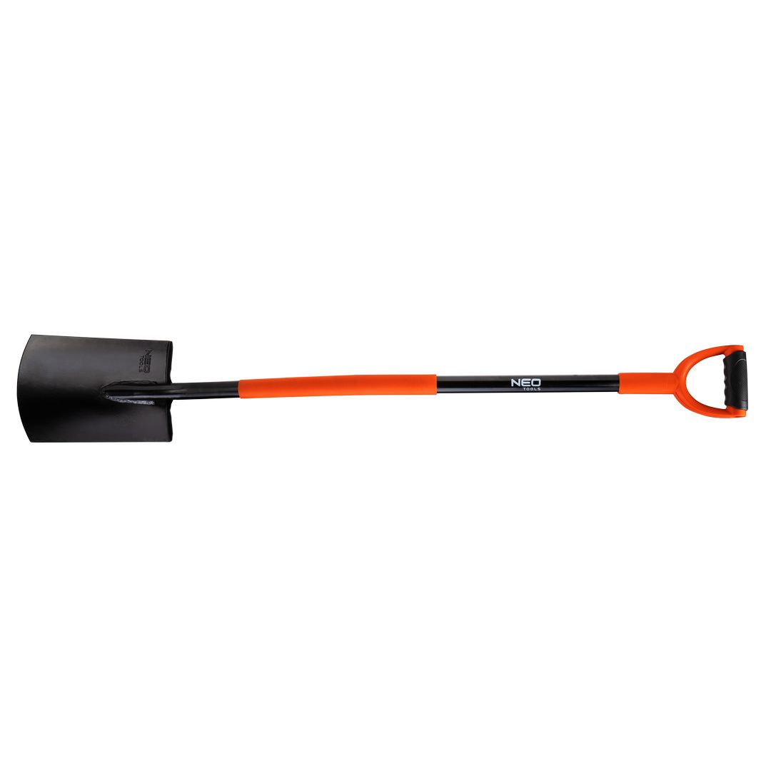 TOP-95-007--Szpadel hartowany, metalowy trzonek, prosty, gumowany uchwyt na rurce, długość 1250 mm, szerokość głowicy 200 mm.