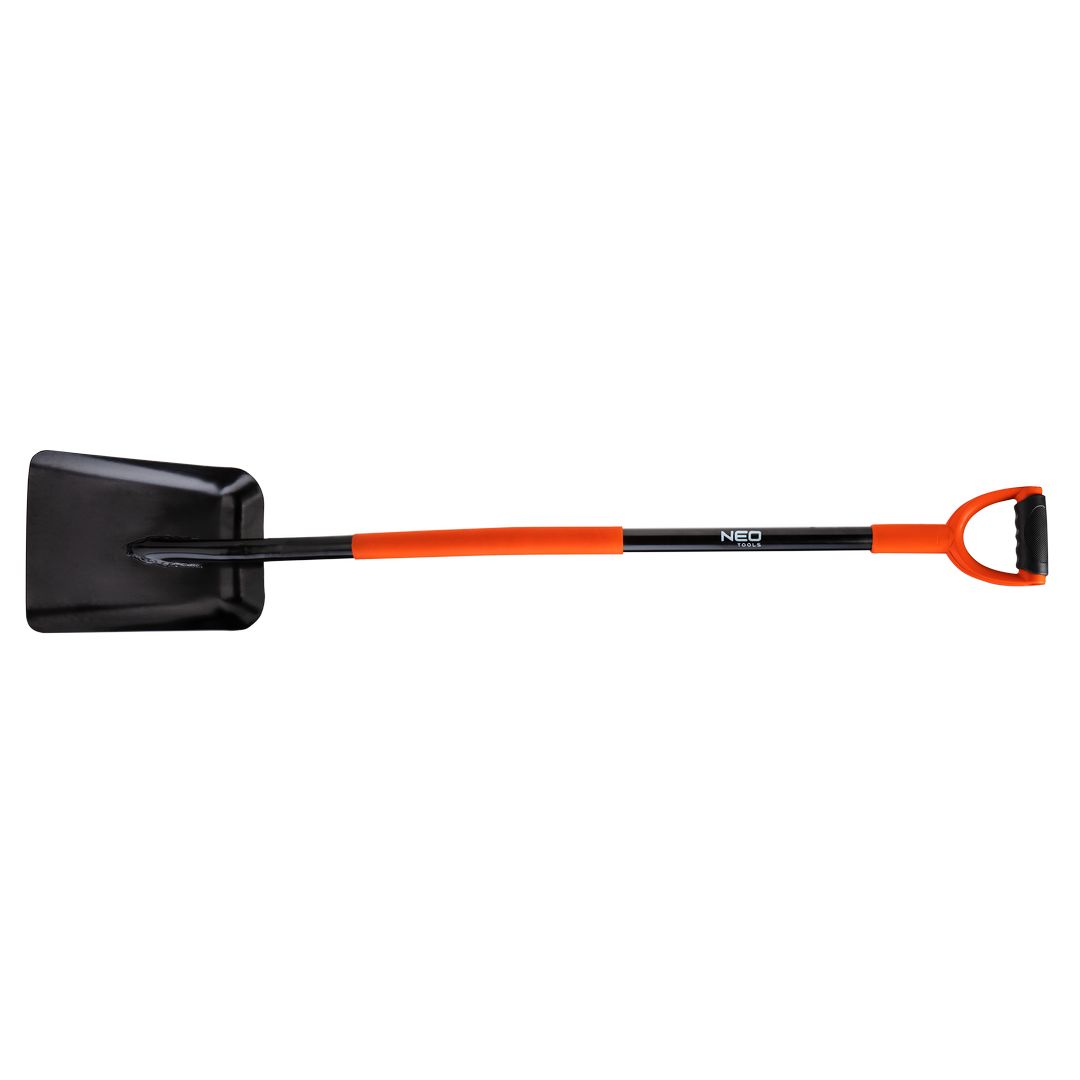 TOP-95-011--Łopata piaskowa, metalowy trzonek, plastikowy uchwyt, gumowany uchwyt na rurce, długość 1320 mm, szerokość głowicy 230 mm