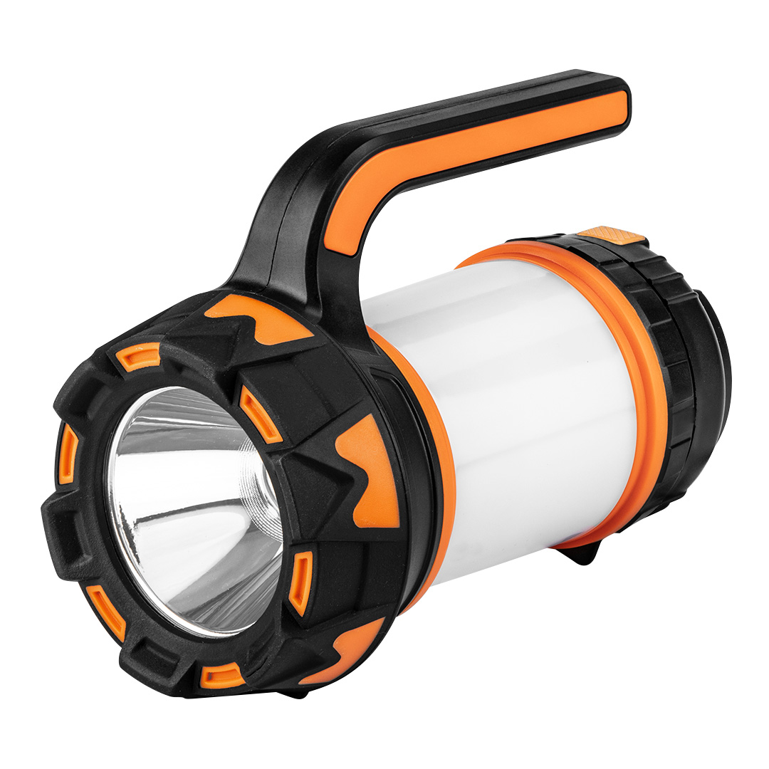 TOP-99-031--Lampa biwakowa akumulatorowa 3 w 1 Neo lampa, latarka, powerbank, moc 10W, 800 lumenów, LED CREE T6 + SMD, 2 akumulatory 1200mAh 3.8 Li-ion w zestawie, zasilanie USB, kabel USB w zestawie,  4 funkcje świecenia latarka, boczna lampa, boczna lampa świa