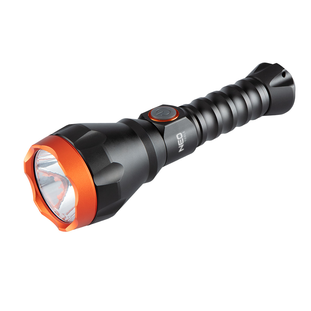 TOP-99-070--Latarka akumulatorowa USB C 500 lm, 10W, Osram LED, IPX4, akumulator li-ion 3.7V 4000mAh, zasięg 950m, przewód USB C, czas pracy 3h, czas ładowania 4h, IPX4, korpus aluminiowy, powierzchnia korpusu anodyzowana, 4 funkcje świecenia 100%, 50%, 10%, str