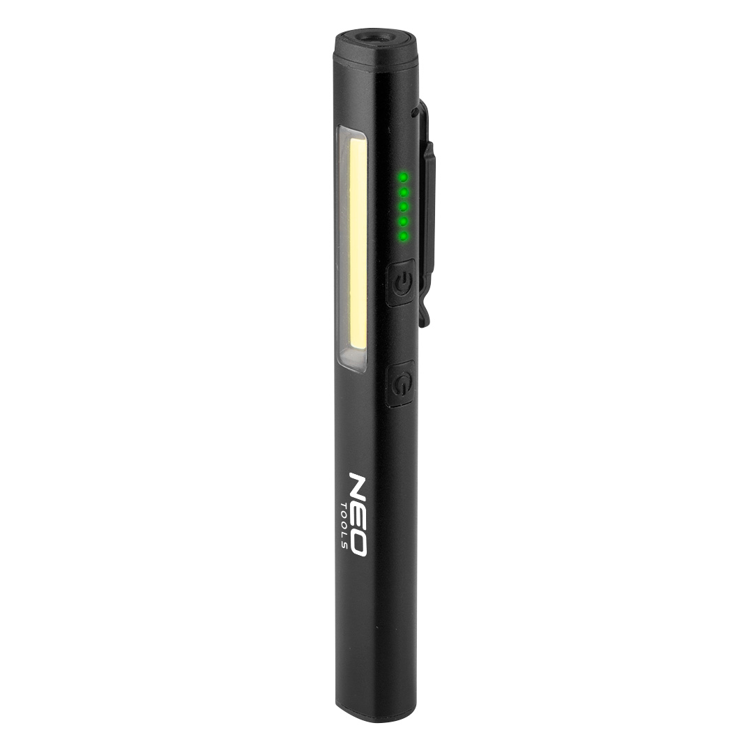 TOP-99-077--Lampa inspekcyjna 4 w 1 lampa, laser, lampa 365nm UV, latarka, 450 lm, COB LED, funkcja ściemniania, przewód USB C, korpus aluminiowy, czas ładowania 3h, czas pracy 2,5h, zaczep na kieszeń, magnes w zaczepie, akumulator li-ion 3.7V 800mAh, wskaźnik n