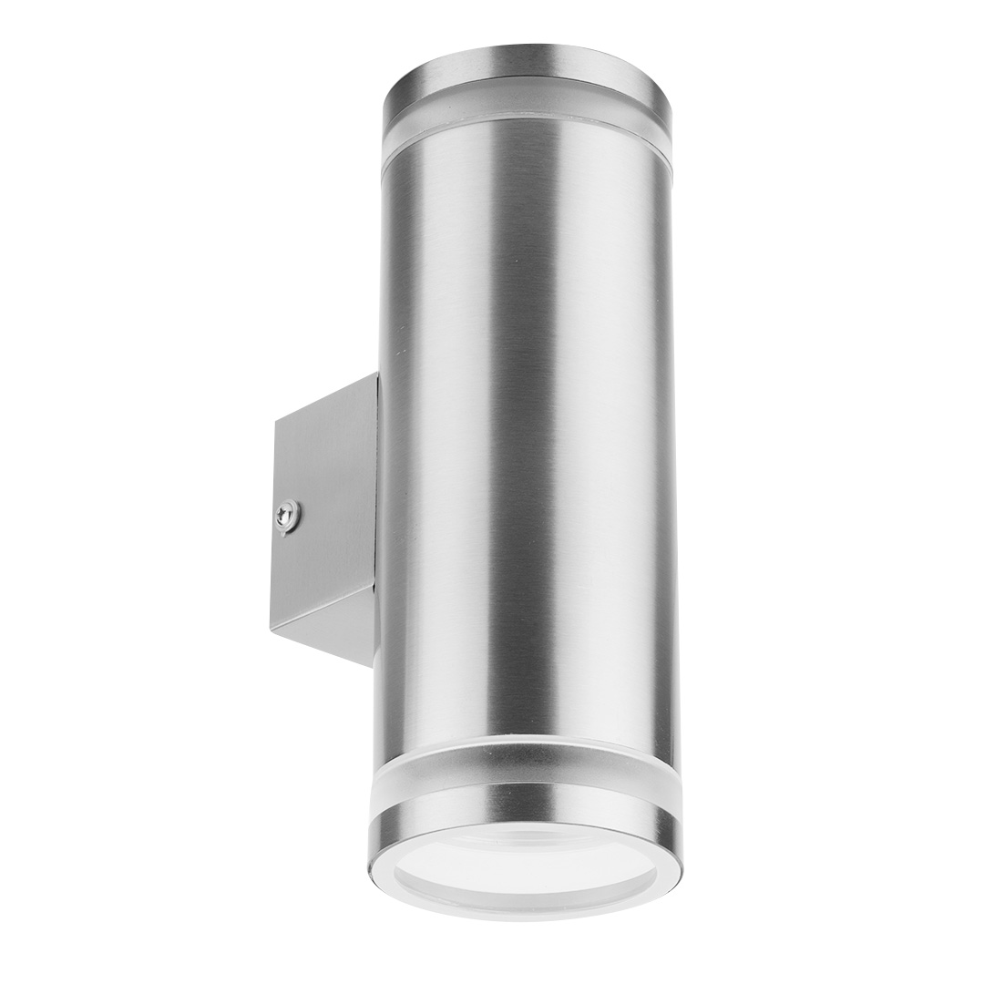 TOP-99-083--Lampa zewnętrzna podwójna silver stal nierdzewna, 220-240V ~50hz, IP 44, certyfikat CE i ROHS, max 35W, typ żarówki GU10 (brak w zestawie), wymiar 105x76x210 mm