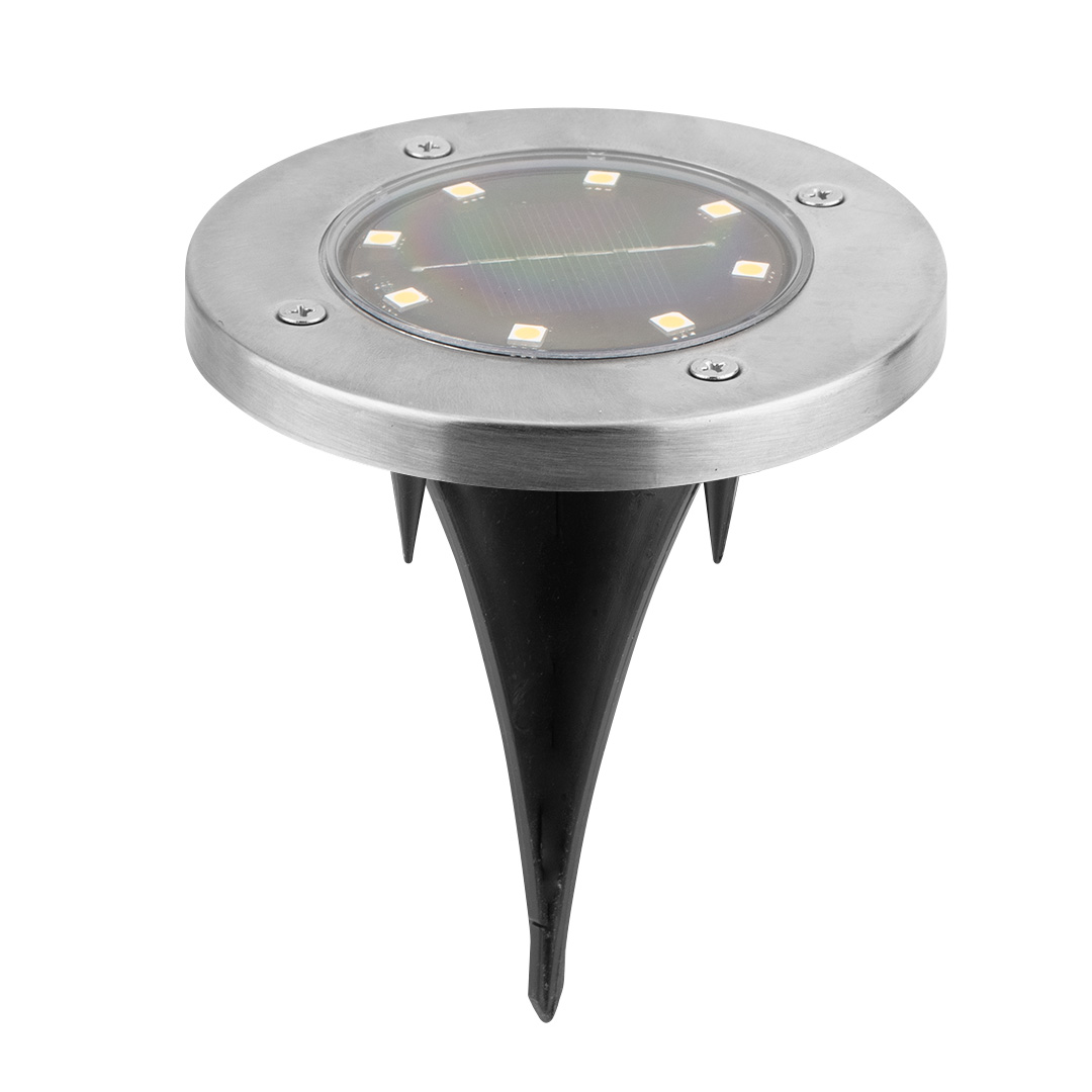 TOP-99-087--Lampa solarna trawnikowa LED, 50 lm, akumulator Ni-MH AA 1.2V 600mAh, rozmiar 13x13cm, 7500 K, IP65, czas pracy 8-10h, czas ładowania 6-8h, IP65, certyfikaty CE i ROHS, solar panel 2V/120mA, czujnik zmierzchu