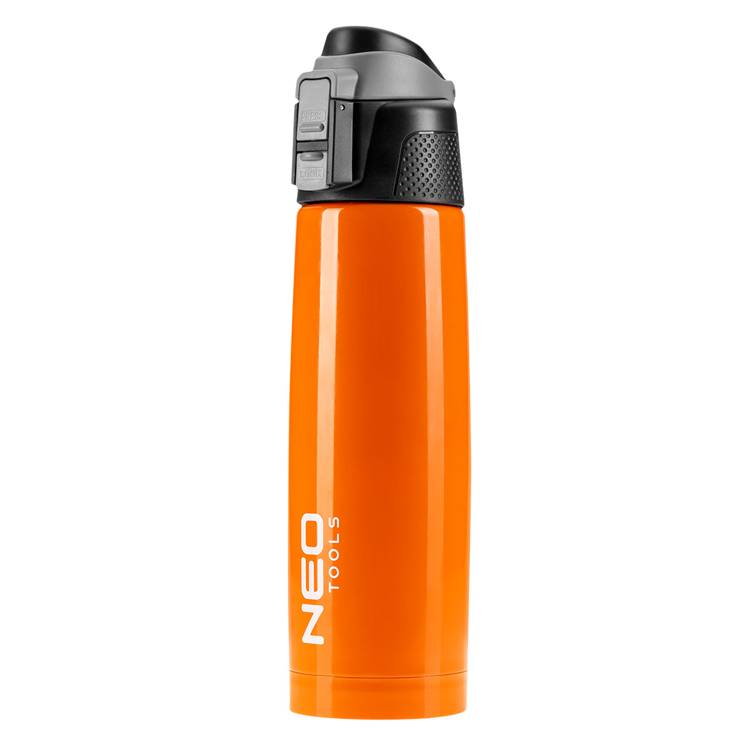 TOP-GD06--Poręczny termos o pojemności 600 ml, wykonany ze stali nierdzewnej. Posiada ergonomiczny ustnik, ułatwiający picie bezpośrednio z naczynia. Ponadto termos wyposażono w blokadę przed przypadkowym otwarciem, chroniącą jego zawartość podczas transportu.