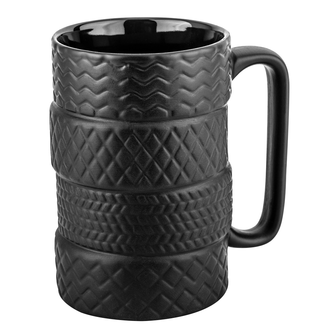 TOP-GD08--Kubek NEO w kształcie opon dla fanów motoryzacji z wygodnym dużym uchem; pojemność: 400 ml; materiał: ceramika;  wymiary: 12,5 x 8 cm