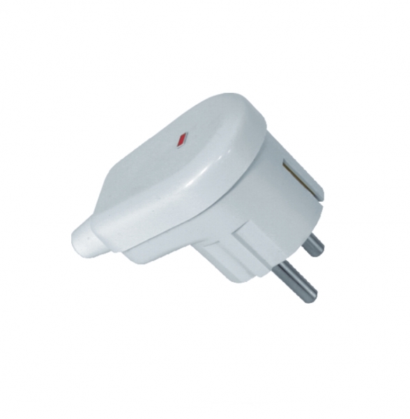 WT-16US/BIAŁY--Wtyczka kątowa Uni-Schuko rozbieralna podświetlana.