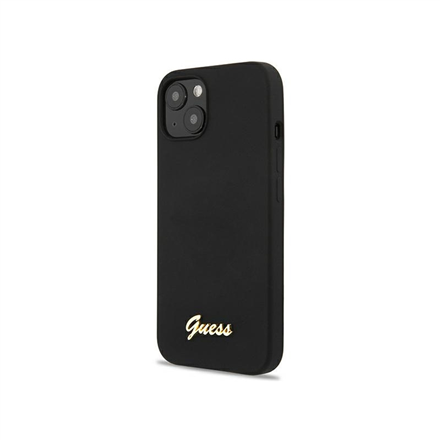 3666339037093--GUESS Hardcase Script Gold Logo Back Cover, Apple,  iPhone 13, Black, 6.1 "