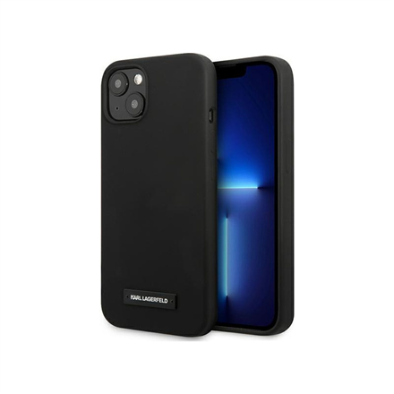 3666339048778--Karl Lagerfeld Hardcase  Plaque  KLHCP13MSLMP1K Back Cover, Apple, iPhone 13, Silicone, Black, 6.1 "