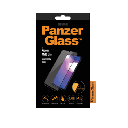 8026--PanzerGlass Screen protector, Xiaomi, Mi 10 Lite, Glass, Black, Case friendly