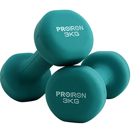 PRKNED03K--PROIRON PRKNED03K Dumbbells, 2 pcs, 3 kg, Dark Green, Neoprene