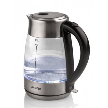 K17GE--Gorenje Kettle K17GE Electric, 2150 W, 1.7 L, Glass, 360° rotational base, Transparent/Stainless steel