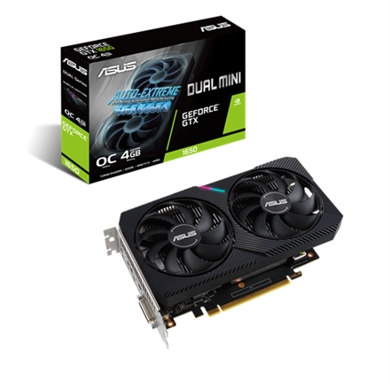 90YV0EH6-M0NA00--Asus DUAL-GTX1650-O4GD6-MINI NVIDIA, 4 GB, GeForce GTX 1650, GDDR6, PCI Express 3.0, Processor frequency 1620 MHz, DVI-D ports quantity 1, HDMI ports quantity 1, Memory clock speed 1650 MHz