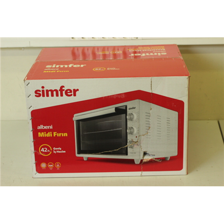 M4522.R02N0.WWSO--SALE OUT.  Simfer Midi Oven M4522.R02N0.WW 36.6 L, Electric, Mechanical, White, DAMAGED PACKAGING, DENT, With 2 Hot Plates (W/2 Knob Control)
