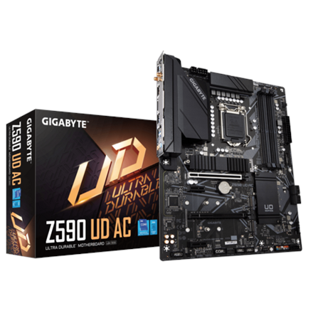 Z590 UD AC 1.1--Gigabyte Z590 UD AC 1.1 M/B Processor family Intel, Processor socket LGA1200, DDR4 DIMM, Memory slots 4, Number of SATA connectors 5 x SATA 6Gb/s connectors, Chipset Intel Z, ATX