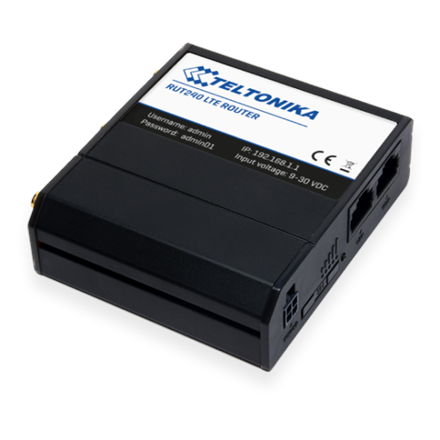 RUT24006E000--Teltonika Industrial Router 4G LTE mini-SIM RUT240 802.11n, 10/100 Mbit/s, Ethernet LAN (RJ-45) ports 2