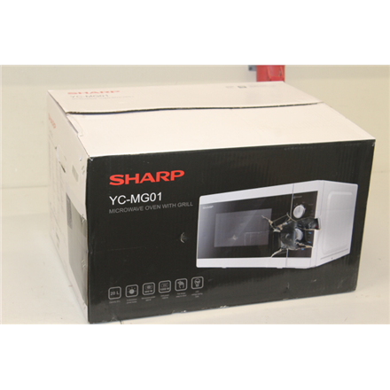 YC-MG01E-WSO--SALE OUT. Sharp YC-MG01E-W Microwave Oven with Grill, 20 L capacity, White Sharp Microwave Oven with Grill YC-MG01E-W Free standing, 800 W, Grill, White, DAMAGED PACKAGING