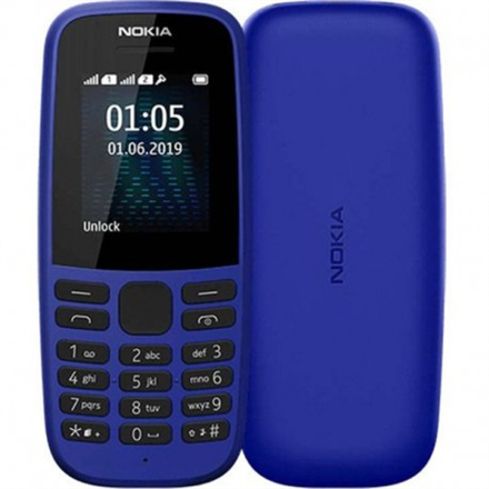 105SSTA1203Blue--Nokia 105 TA-1203 Blue, 1.77 ", TFT, 120 x 160 pixels, 4 MB, 4 MB, Single SIM, USB version microUSB, 800 mAh
